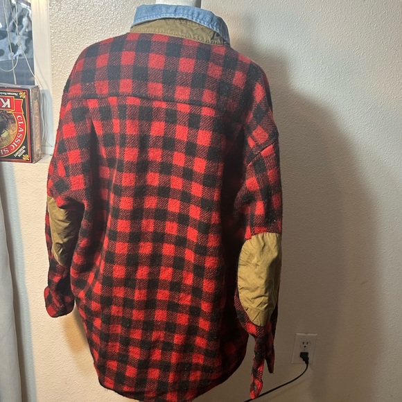 Vintage 1990s Y2K farmer look sweater jacket super retro men size large - Picture 10 of 13